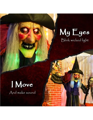 Outsunny 160cm Lifelike Moving Witch Decoration - Multi