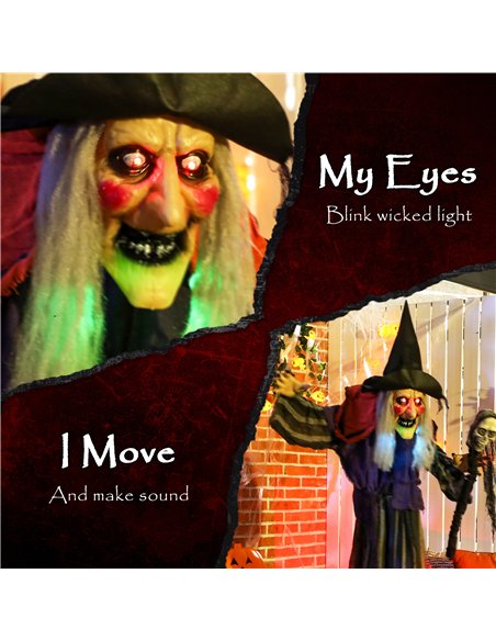 Outsunny 160cm Lifelike Moving Witch Decoration - Multi - pic 201953 | FastDaddyshop
