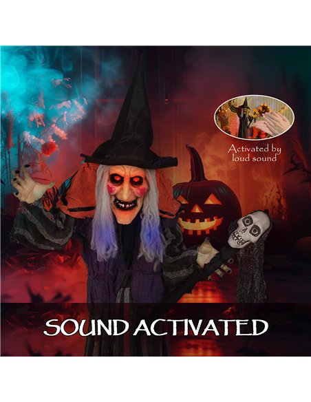 Outsunny 160cm Lifelike Moving Witch Decoration - Multi - pic 201955 | FastDaddyshop