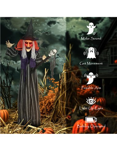 Outsunny 160cm Lifelike Moving Witch Decoration - Multi