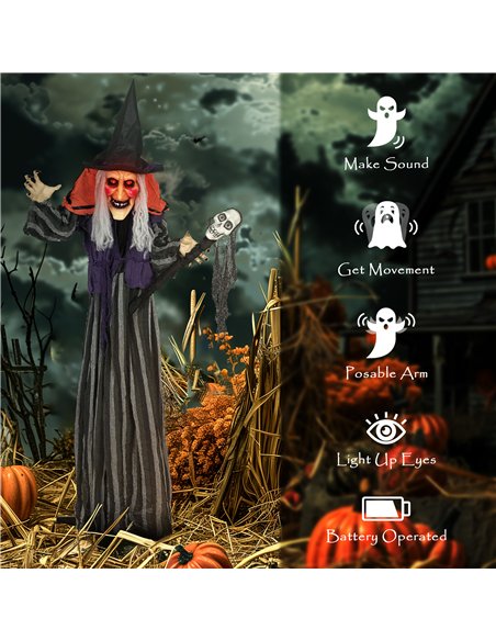 Outsunny 160cm Lifelike Moving Witch Decoration - Multi - pic 201956 | FastDaddyshop