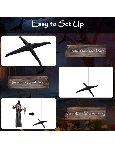 Outsunny 160cm Lifelike Moving Witch Decoration - Multi - pic 201957 | FastDaddyshop