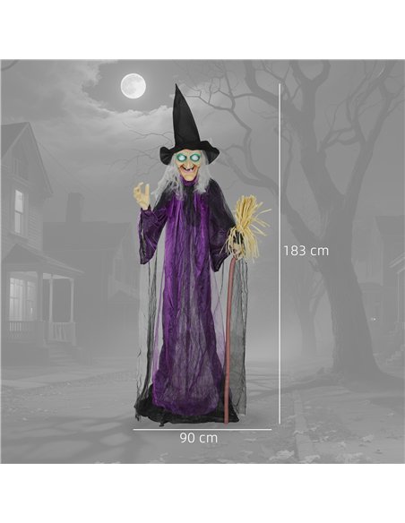 Outsunny 6ft Animated Witch Decoration, with Sound - Purple/White - pic 201961 | FastDaddyshop