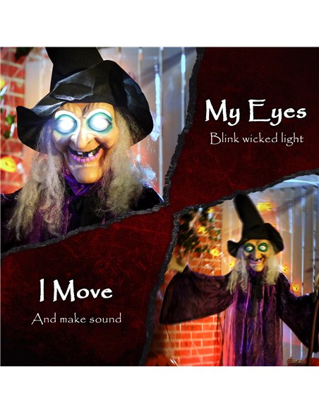 Outsunny 6ft Animated Witch Decoration, with Sound - Purple/White - pic 201962 | FastDaddyshop