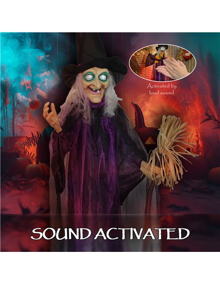 Outsunny 6ft Animated Witch Decoration, with Sound - Purple/White - pic 201963 | FastDaddyshop