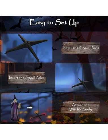 Outsunny 6ft Animated Witch Decoration, with Sound - Purple/White