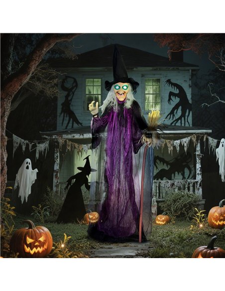 Outsunny 6ft Animated Witch Decoration, with Sound - Purple/White - pic 201966 | FastDaddyshop