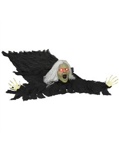 Outsunny 183 cm Life Size Halloween Animated Crawling Zombie with Glowing LED Eyes, Scary Halloween Decorations, Battery Operate