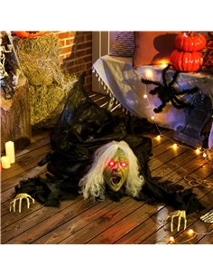 Outsunny 183 cm Life Size Halloween Animated Crawling Zombie with Glowing LED Eyes, Scary Halloween Decorations, Battery Operate 2