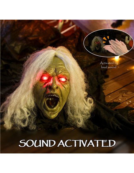 Outsunny 183 cm Life Size Halloween Animated Crawling Zombie with Glowing LED Eyes, Scary Halloween Decorations, Battery Operate - pic 201971 | FastDaddyshop