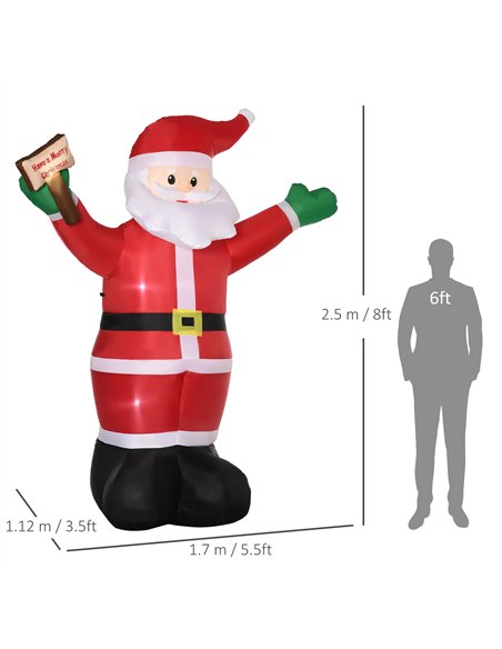 Outsunny 8ft Inflatable Christmas Santa Claus Holds Light Sign of Blessings, Blow-Up Outdoor LED Yard Display for Lawn Garden Pa - pic 201979 | FastDaddyshop
