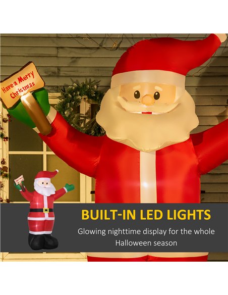 Outsunny 8ft Inflatable Christmas Santa Claus Holds Light Sign of Blessings, Blow-Up Outdoor LED Yard Display for Lawn Garden Pa - pic 201980 | FastDaddyshop