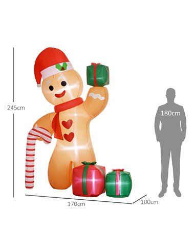 Outsunny 8ft Inflatable Gingerbread Christmas Decoration