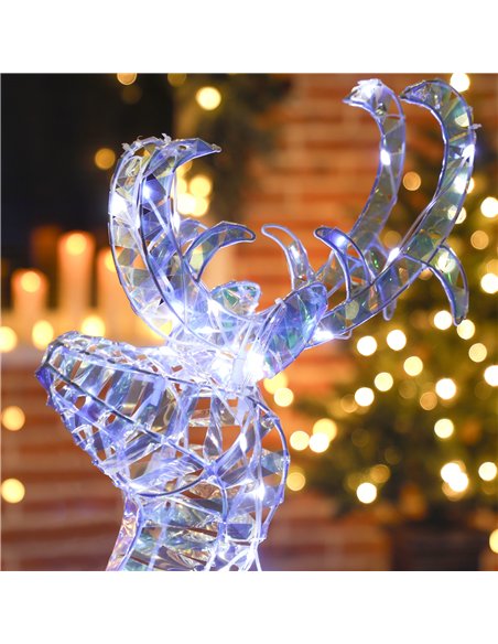 Outsunny Lighted Christmas Reindeer with Sleigh, Outdoor Yard Reindeer with 170 Warm White LED Lights, Holiday Decor with Stakes - pic 202003 | FastDaddyshop