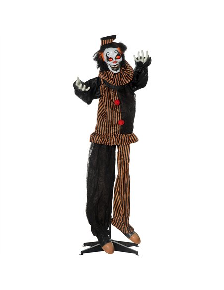 Outsunny 67 Inch Life Size Outdoor Halloween Decorations Talking Circus Clown, Animated Prop Animatronic Decor with Light Up Eye - pic 202004 | FastDaddyshop