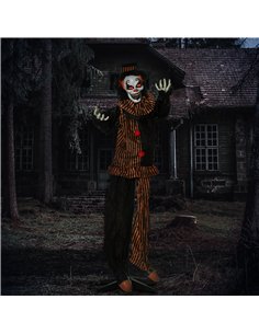 Outsunny 67 Inch Life Size Outdoor Halloween Decorations Talking Circus Clown, Animated Prop Animatronic Decor with Light Up Eye 2