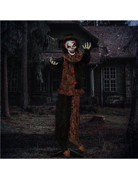 Outsunny 67 Inch Life Size Outdoor Halloween Decorations Talking Circus Clown, Animated Prop Animatronic Decor with Light Up Eye - pic 202005 | FastDaddyshop