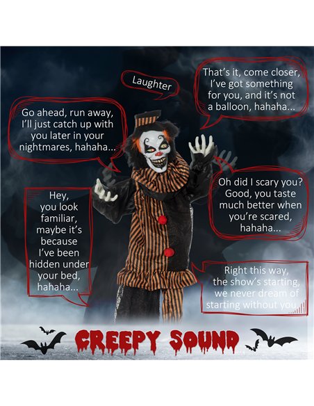 Outsunny 67 Inch Life Size Outdoor Halloween Decorations Talking Circus Clown, Animated Prop Animatronic Decor with Light Up Eye - pic 202007 | FastDaddyshop