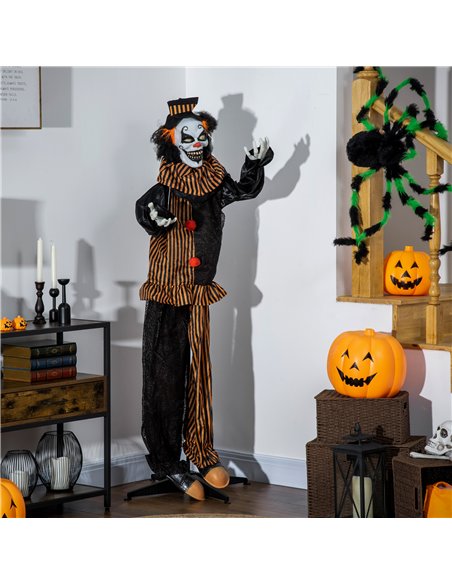 Outsunny 67 Inch Life Size Outdoor Halloween Decorations Talking Circus Clown, Animated Prop Animatronic Decor with Light Up Eye - pic 202012 | FastDaddyshop