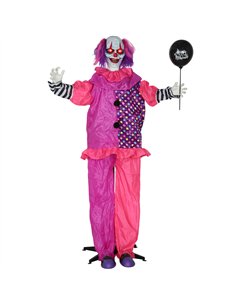 Outsunny 5′7″ Scary Animated Clown Decoration - Pink/Purple