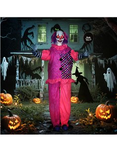 Outsunny 5′7″ Scary Animated Clown Decoration - Pink/Purple 2