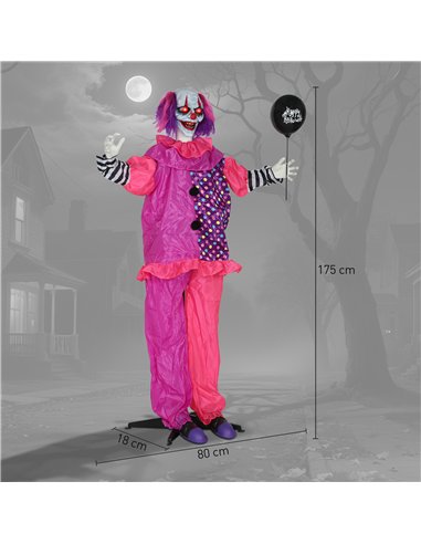 Outsunny 5′7″ Scary Animated Clown Decoration - Pink/Purple