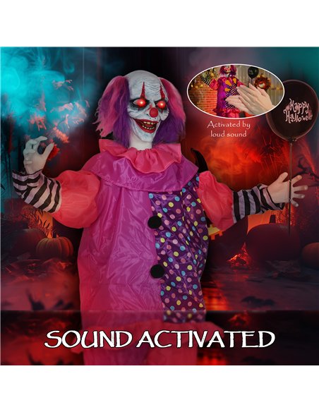 Outsunny 5′7″ Scary Animated Clown Decoration - Pink/Purple - pic 202017 | FastDaddyshop