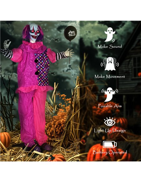 Outsunny 5′7″ Scary Animated Clown Decoration - Pink/Purple - pic 202018 | FastDaddyshop