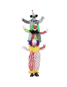 Outsunny Life Size Stackable Halloween Animated Clown with Red Light Up Eyes, Sound Activated Scary Halloween Decorations, Batte