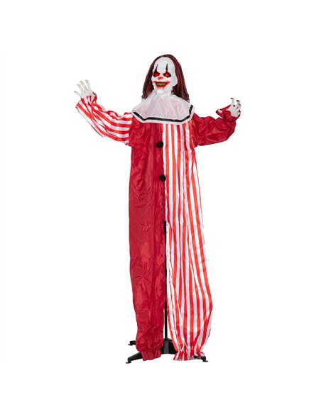 Outsunny 165 cm Life Size Halloween Animated Clown with Red Light Up Eyes, Sound Activated Moving Body, Scary Clown Halloween De - pic 202040 | FastDaddyshop