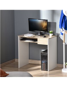 HOMCOM Computer PC Table, Writing Desk with Keyboard Tray, Drawer, Oak 2