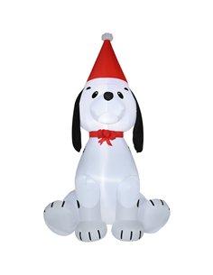 HOMCOM 6ft Inflatable Christmas Puppy Dog Wearing Santa Hat Lighted Outdoor Decoration Blow Up Decor for Holiday Indoor