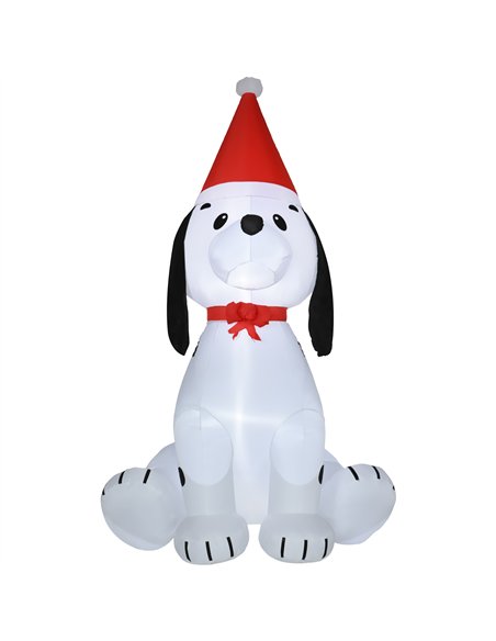 HOMCOM 6ft Inflatable Christmas Puppy Dog Wearing Santa Hat Lighted Outdoor Decoration Blow Up Decor for Holiday Indoor - pic 202058 | FastDaddyshop