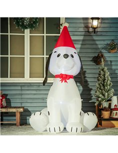 HOMCOM 6ft Inflatable Christmas Puppy Dog Wearing Santa Hat Lighted Outdoor Decoration Blow Up Decor for Holiday Indoor 2