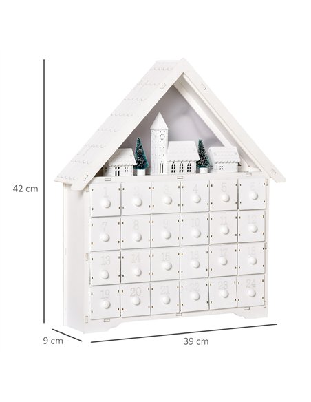 HOMCOM 24-Drawer Christmas Advent Calendar, Wooden Light-Up Traditional Decoration, Adults Kids Countdown Holiday House w/ Light - pic 202069 | FastDaddyshop