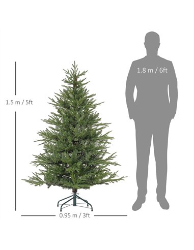 HOMCOM 5ft Bushy and Bare Artificial Christmas Tree - Green