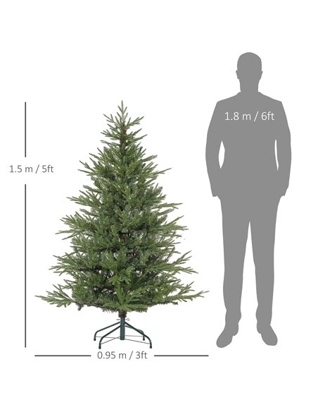 HOMCOM 5ft Bushy and Bare Artificial Christmas Tree - Green - pic 202078 | FastDaddyshop