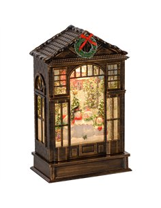HOMCOM Christmas Snow Globe Lantern with Lights, Musical Snow Globe with Swirling Glitter, Battery Operated Musical Christmas De