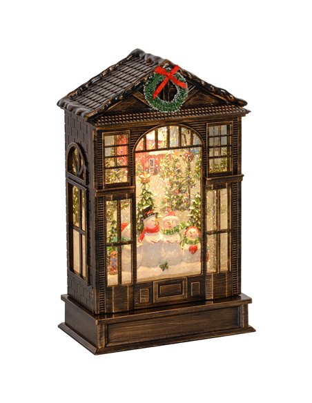 HOMCOM Christmas Snow Globe Lantern with Lights, Musical Snow Globe with Swirling Glitter, Battery Operated Musical Christmas De - pic 202085 | FastDaddyshop