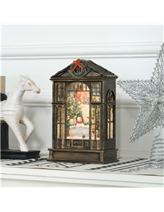 HOMCOM Christmas Snow Globe Lantern with Lights, Musical Snow Globe with Swirling Glitter, Battery Operated Musical Christmas De 2