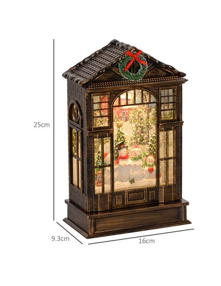 HOMCOM Christmas Snow Globe Lantern with Lights, Musical Snow Globe with Swirling Glitter, Battery Operated Musical Christmas De - pic 202087 | FastDaddyshop
