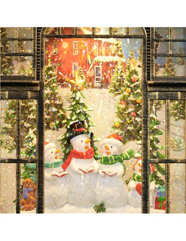 HOMCOM Christmas Snow Globe Lantern with Lights, Musical Snow Globe with Swirling Glitter, Battery Operated Musical Christmas De