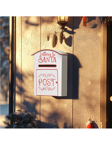 HOMCOM A5 Christmas Letter Postbox - White/Red