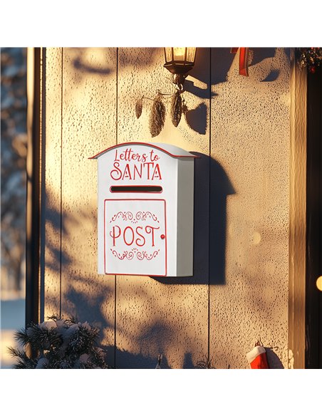 HOMCOM A5 Christmas Letter Postbox - White/Red - pic 202095 | FastDaddyshop