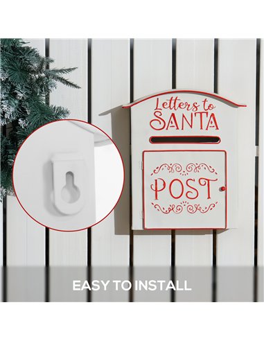 HOMCOM A5 Christmas Letter Postbox - White/Red
