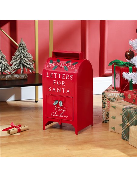 HOMCOM A5 Christmas Letter Postbox - Red/White - pic 202104 | FastDaddyshop