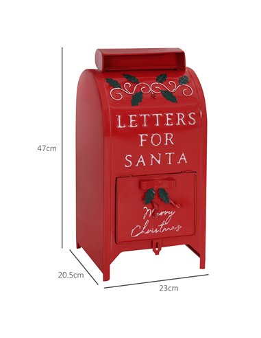 HOMCOM A5 Christmas Letter Postbox - Red/White