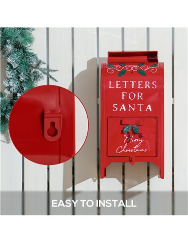 HOMCOM A5 Christmas Letter Postbox - Red/White