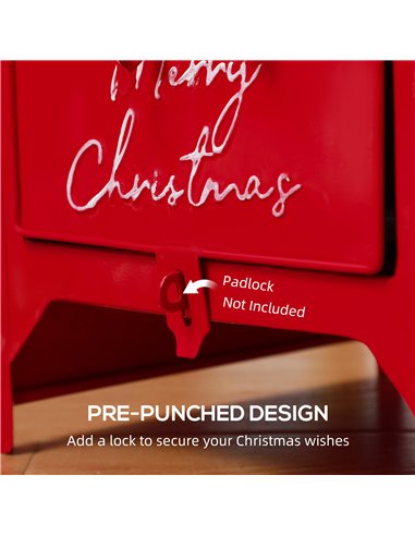 HOMCOM A5 Christmas Letter Postbox - Red/White