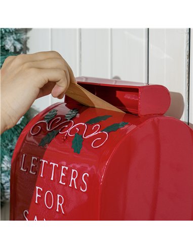 HOMCOM A5 Christmas Letter Postbox - Red/White